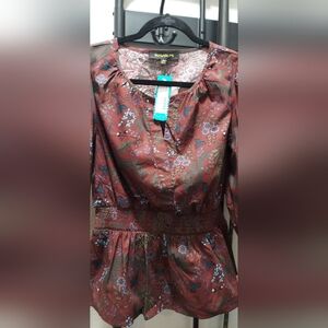 Sugarlips Floral Blouse in Burgundy and Blue